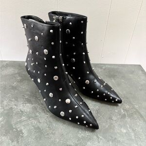 Jessica Simpson black studded pointed toe booties kitten heel size 9 new